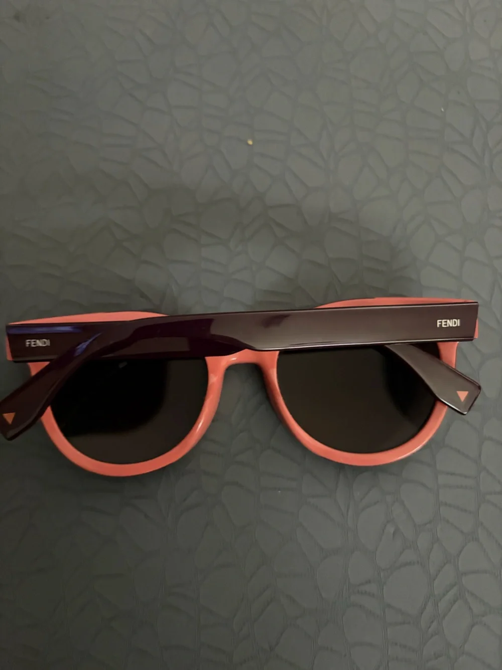 Fendi Round Sunglasses in Burgundy with Pink Temples